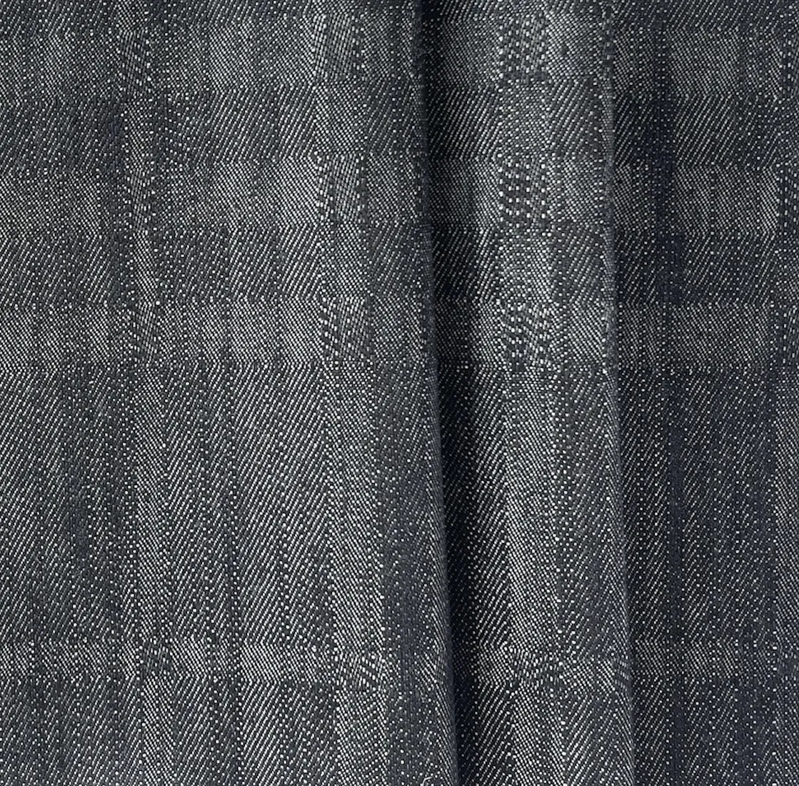 12 Oz Geometric Black Cotton Denim Twill Jacquard (Made in Italy)