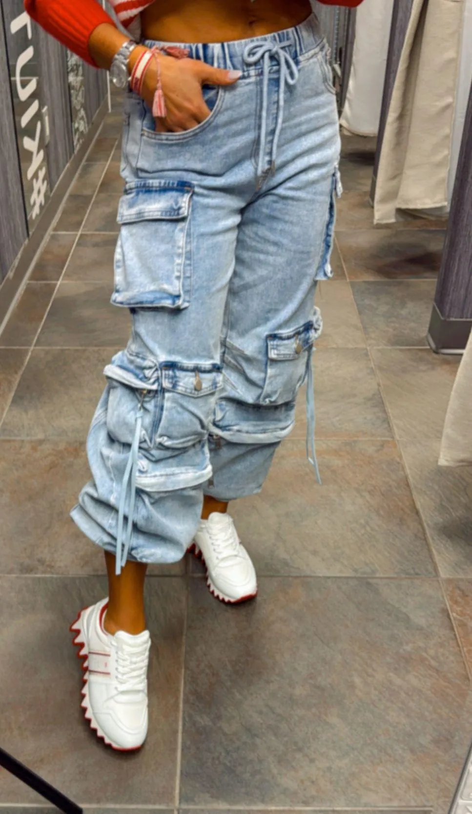 1273 Denim jogger cargo pants