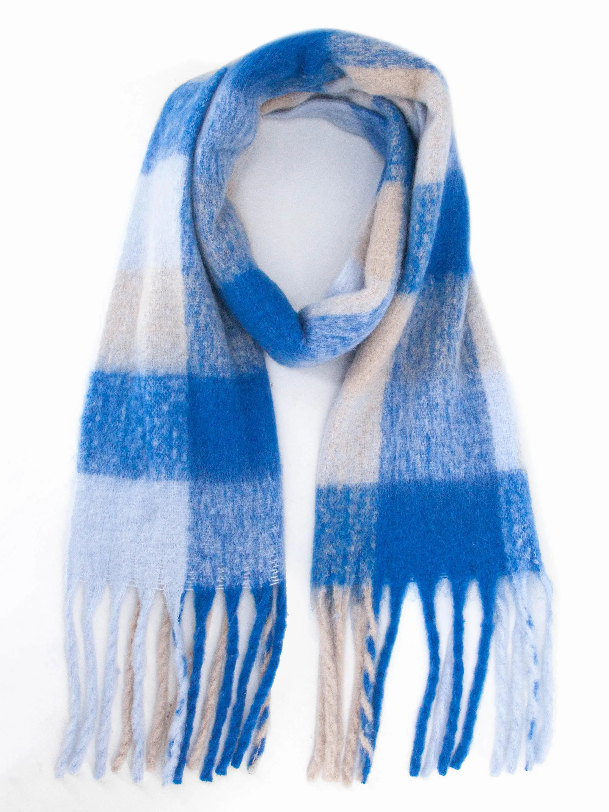 Allie Heavyweight Scarf - Royal Blue, Square Colour Block