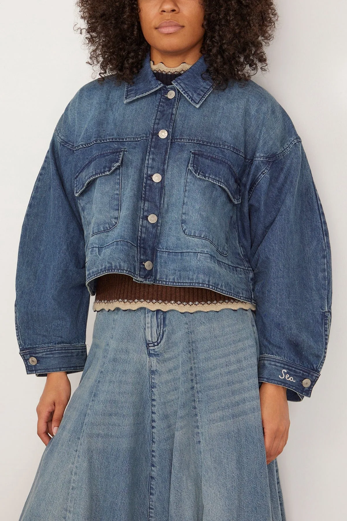 Amari Denim Long Sleeve Shirt Jacket in Blue