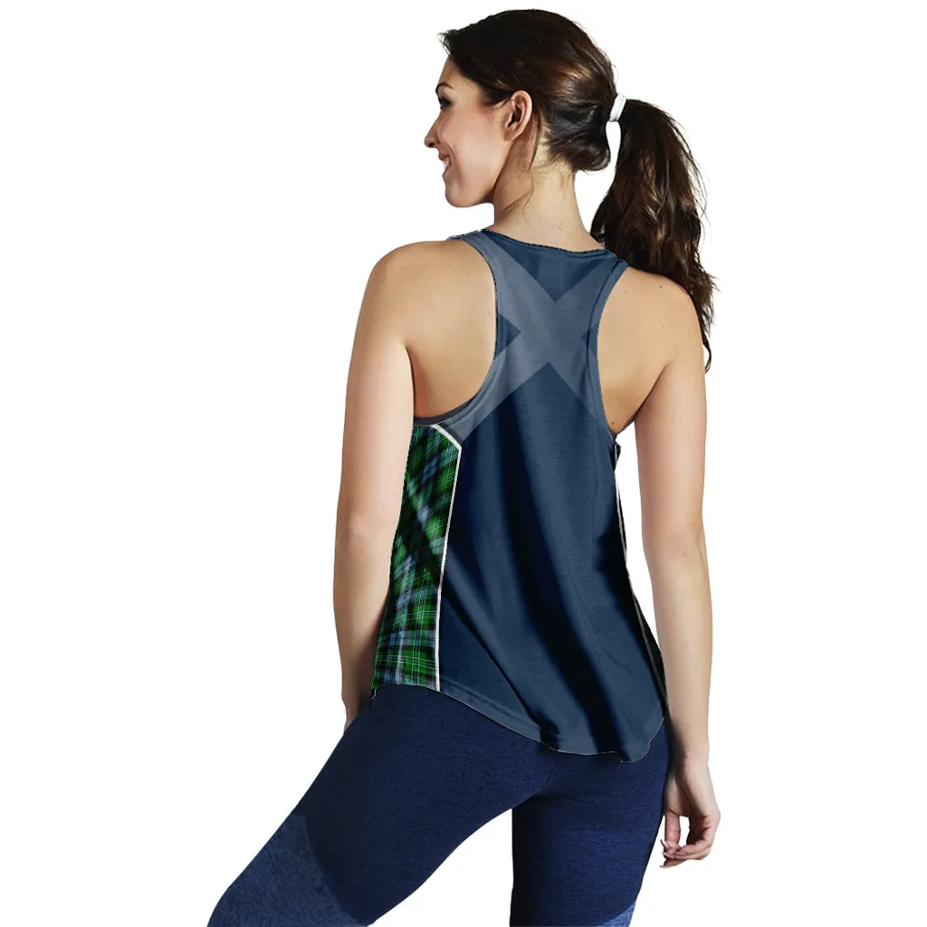 Arbuthnot Ancient Tartan Women's Racerback Tanks with Family Crest and Scottish Thistle Vibes Sport Style