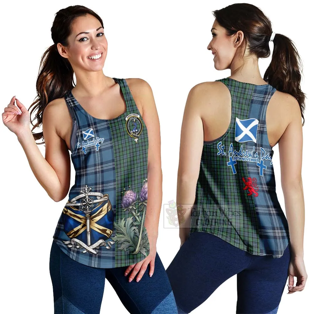 Arbuthnot Tartan Women's Racerback Tanks Happy St. Andrew's Day Half Tartan Style