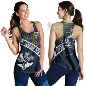 Arnott Tartan Women's Racerback Tanks Featuring Thistle and Scotland Map