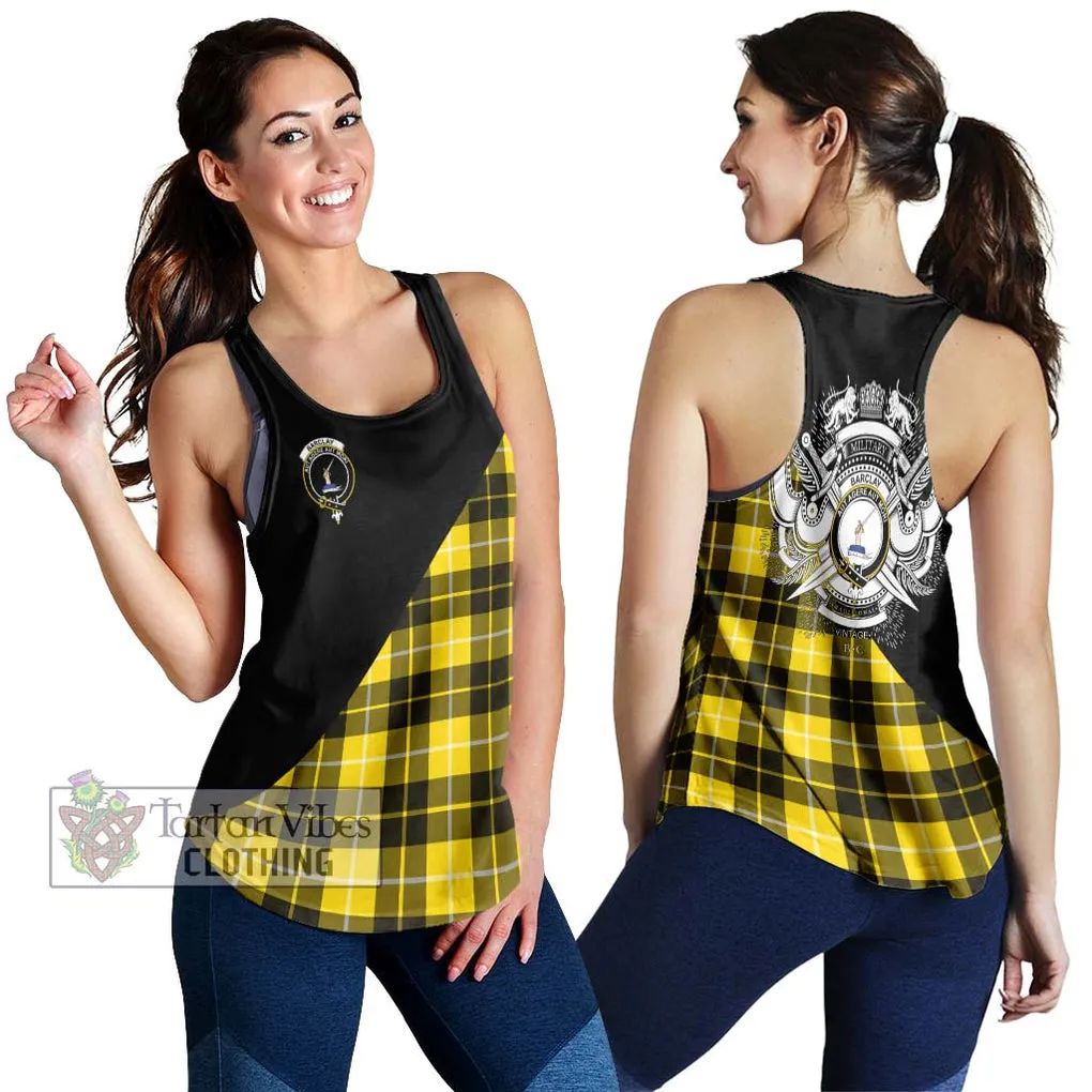 Barclay Dress Modern Tartan Women's Racerback Tanks with Family Crest and Military Logo Style