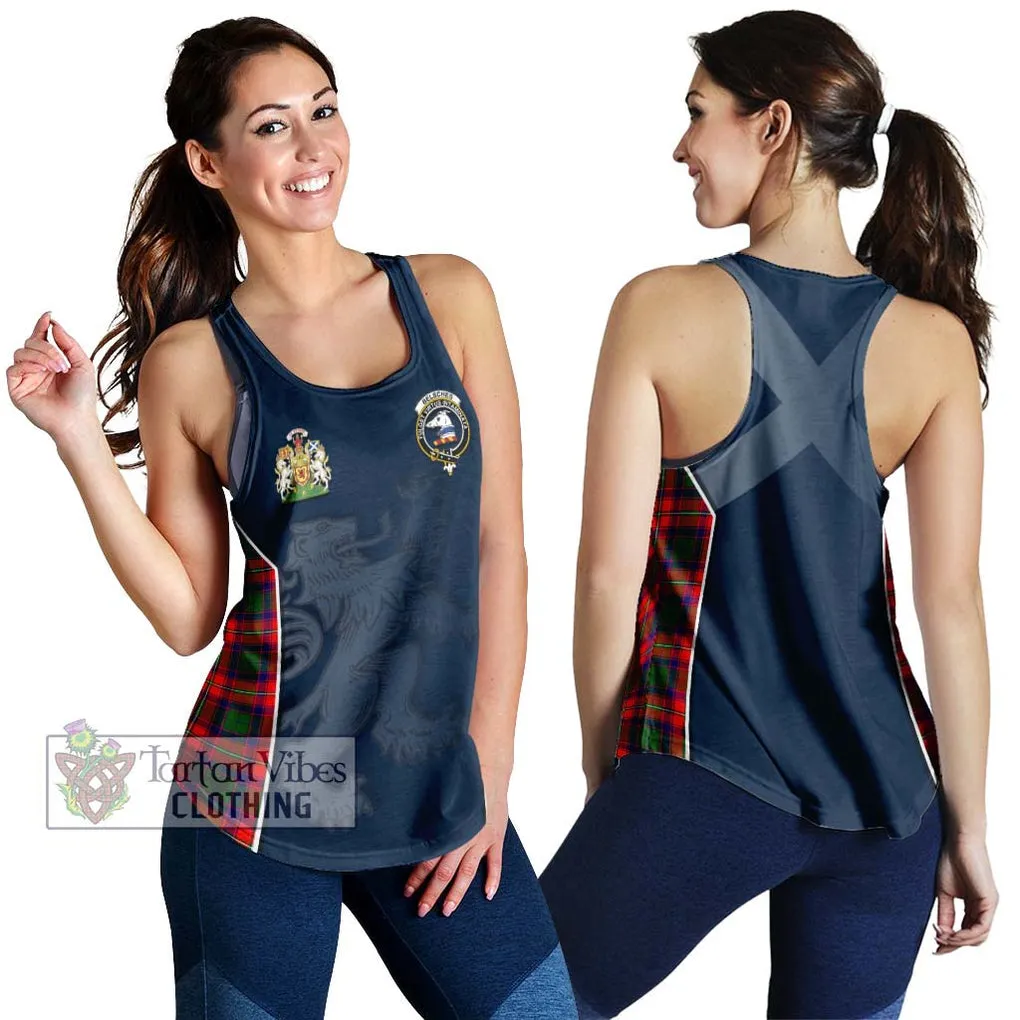 Belsches Tartan Women's Racerback Tanks with Family Crest and Lion Rampant Vibes Sport Style