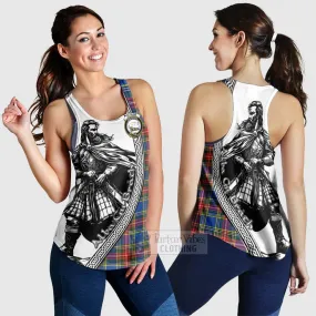 Bethune Tartan Clan Crest Women's Racerback Tanks with Highlander Warrior Celtic Style