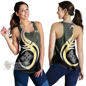 Bisset Tartan Women's Racerback Tanks with Family Crest and Celtic Symbol Style