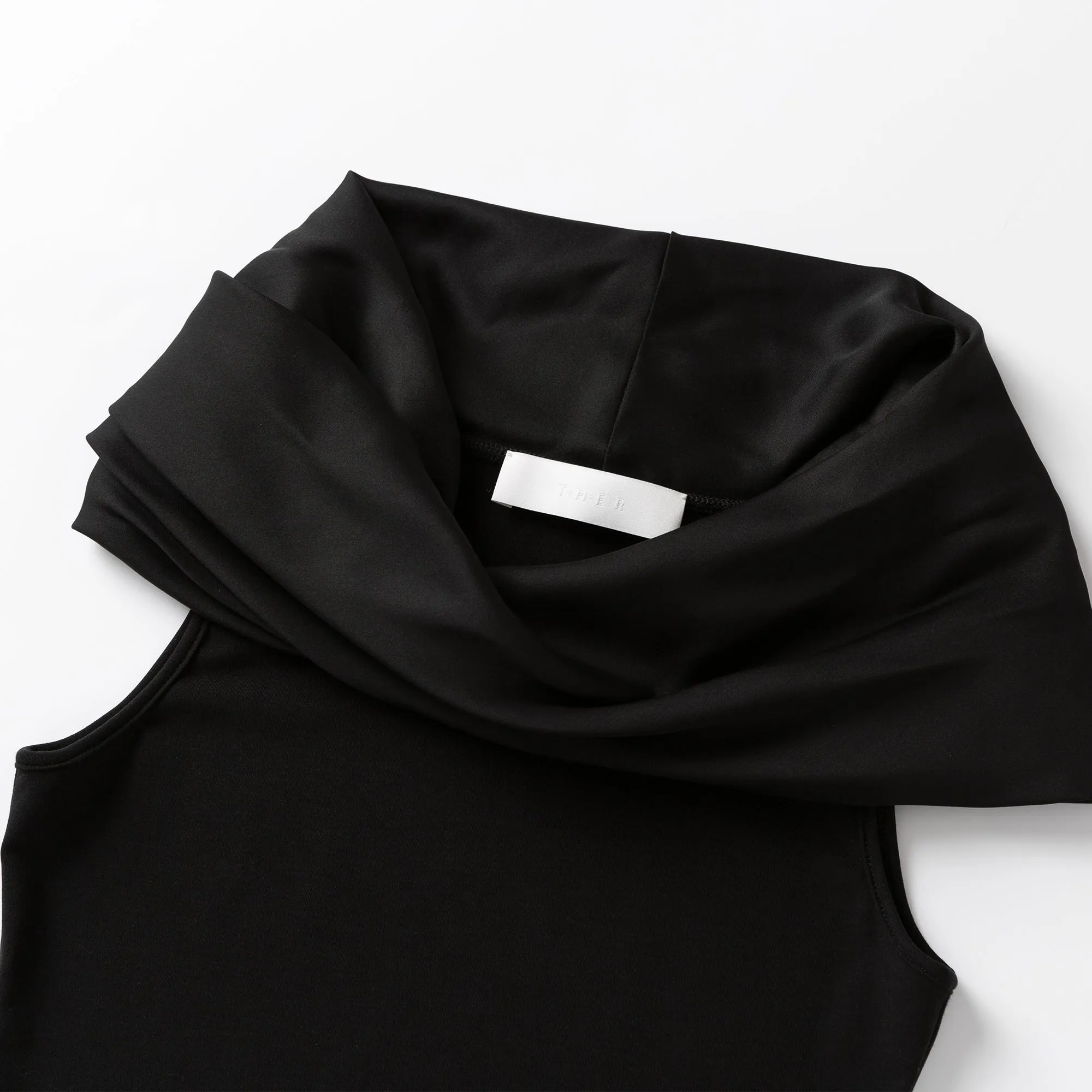 Black Silk Sleeveless Roll Neck Top