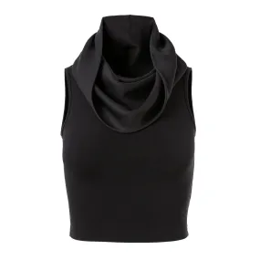 Black Silk Sleeveless Roll Neck Top