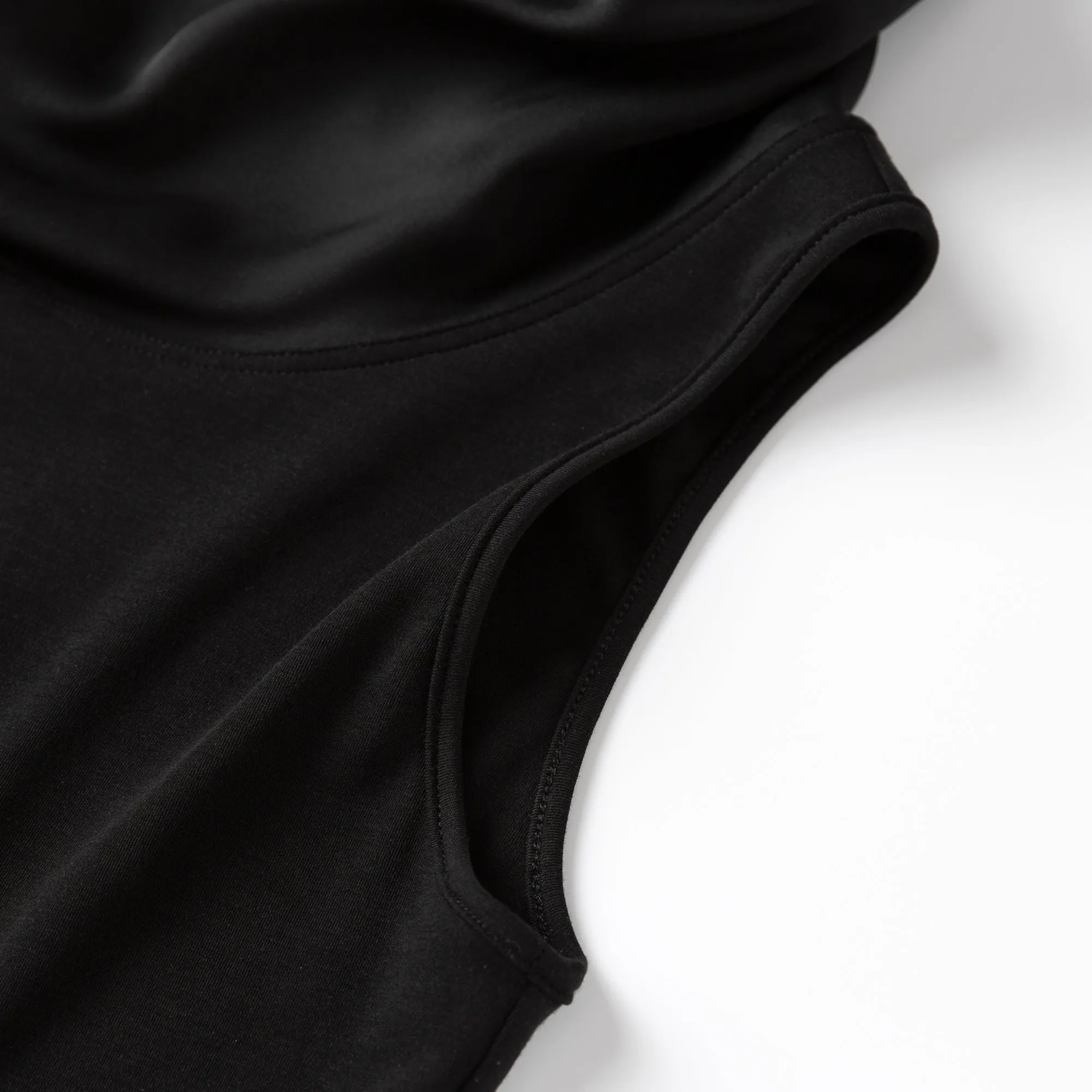 Black Silk Sleeveless Roll Neck Top