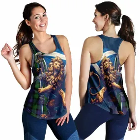 Blair Tartan Family Crest Women's Racerback Tanks with Scottish Majestic Lion