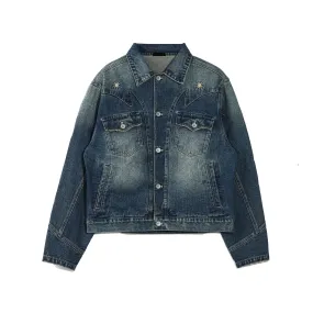 Blue Vintage Washed Star Denim Jacket