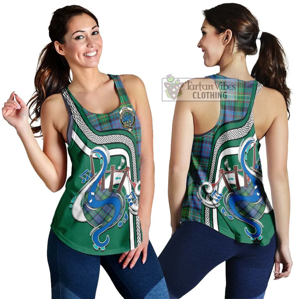 Bowie Ancient Tartan Women's Racerback Tanks with Epic Bagpipe Style