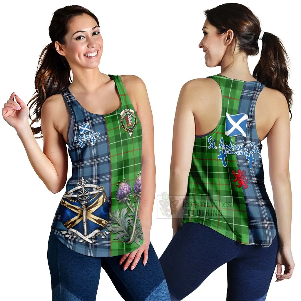 Boyle Tartan Women's Racerback Tanks Happy St. Andrew's Day Half Tartan Style