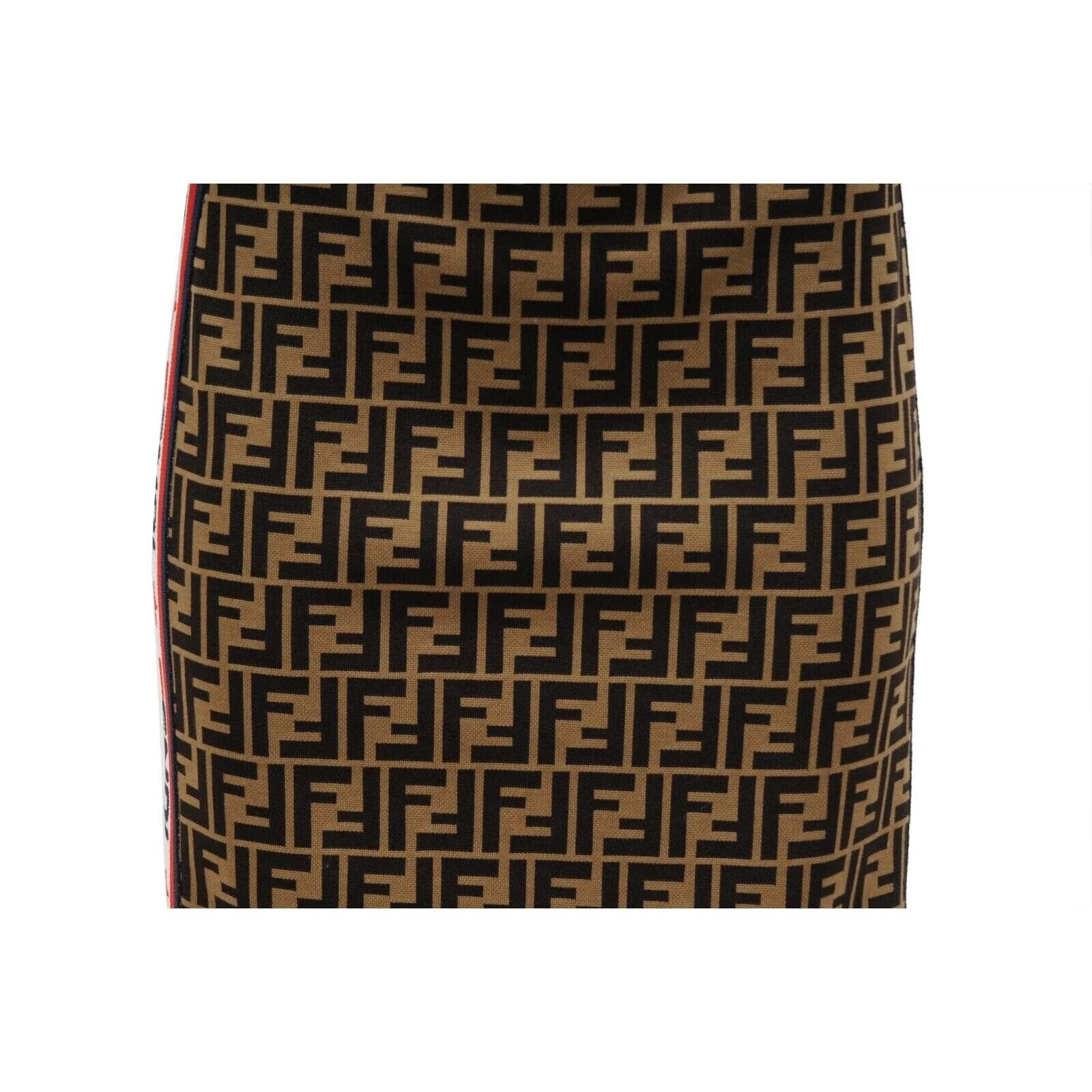 Brown FF Logo Print Midi Pencil Skirt