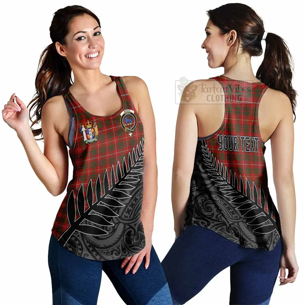 Bruce Crest Tartan Women's Racerback Tanks with New Zealand Silver Fern Half Style