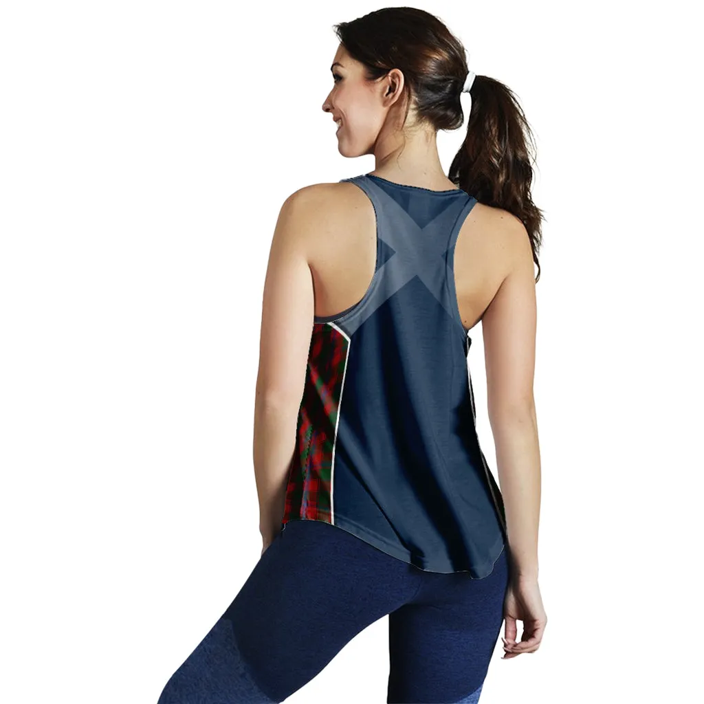 Bruce Old Tartan Women's Racerback Tanks with Family Crest and Scottish Thistle Vibes Sport Style