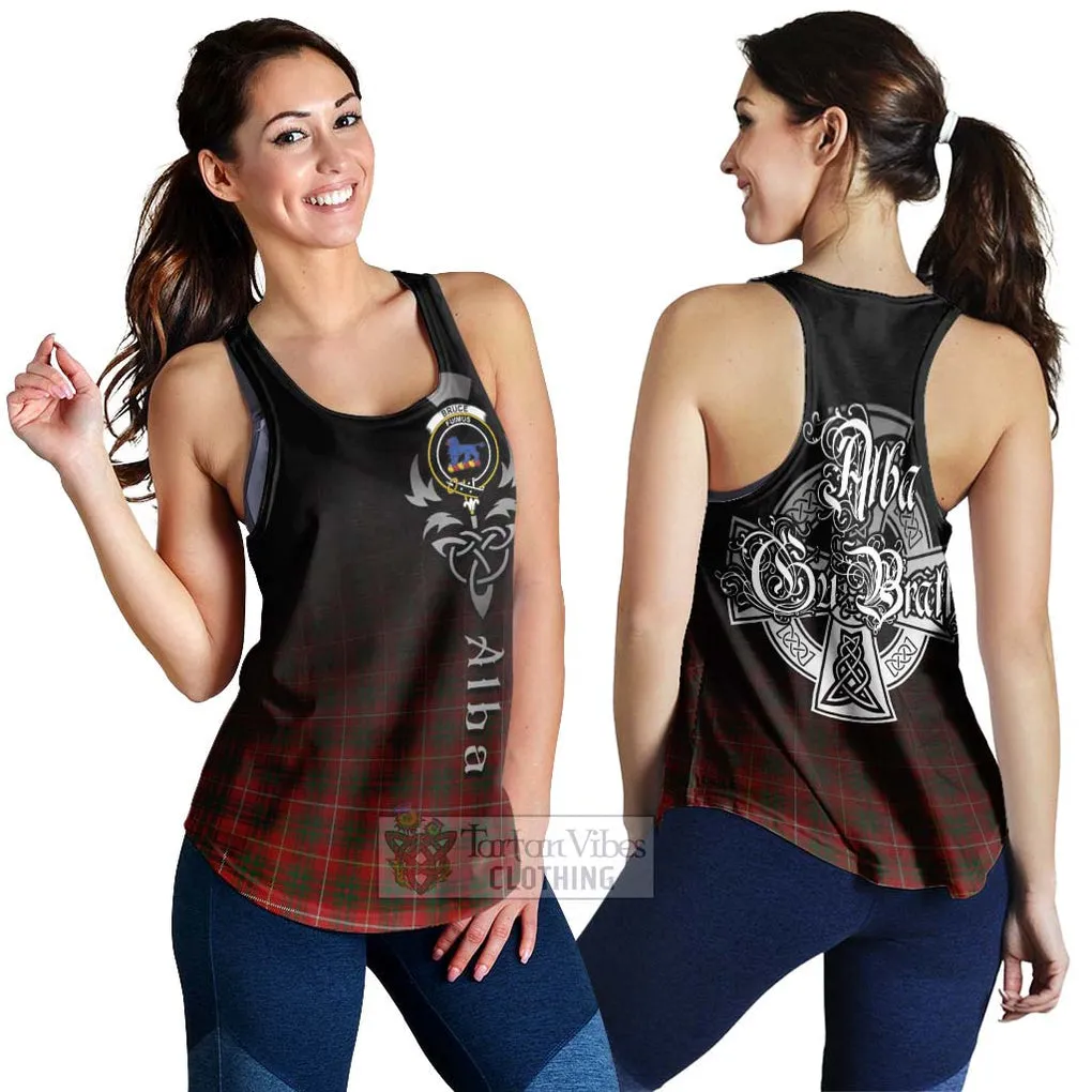 Bruce Tartan Women's Racerback Tanks Featuring Alba Gu Brath Family Crest Celtic Inspired