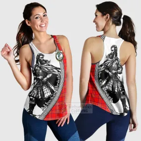 Burnett Tartan Clan Crest Women's Racerback Tanks with Highlander Warrior Celtic Style