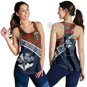 Burns Tartan Women's Racerback Tanks Featuring Thistle and Scotland Map