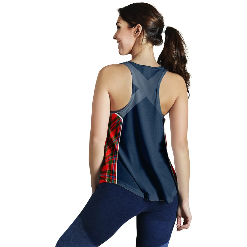 Butter Tartan Women's Racerback Tanks with Family Crest and Scottish Thistle Vibes Sport Style