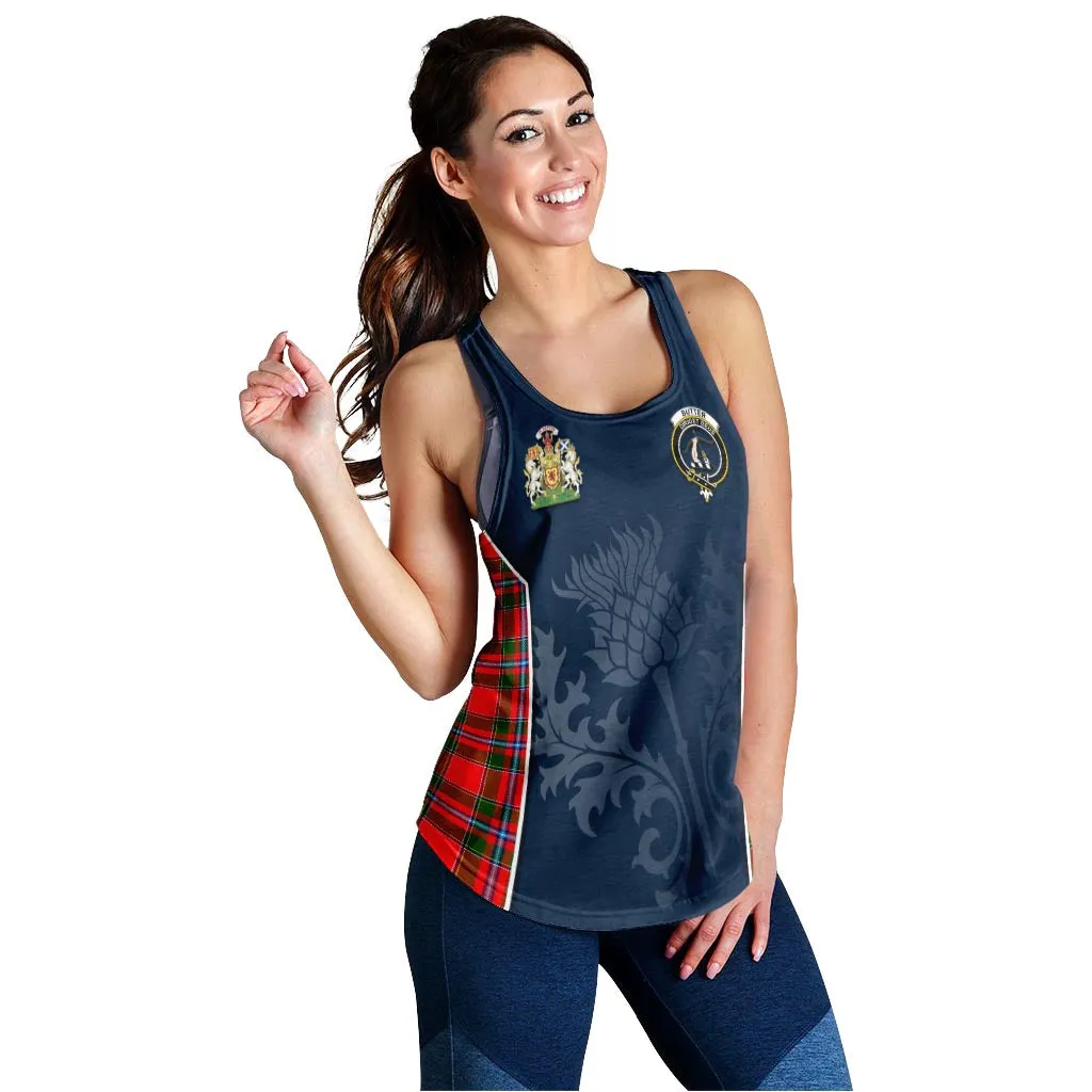 Butter Tartan Women's Racerback Tanks with Family Crest and Scottish Thistle Vibes Sport Style