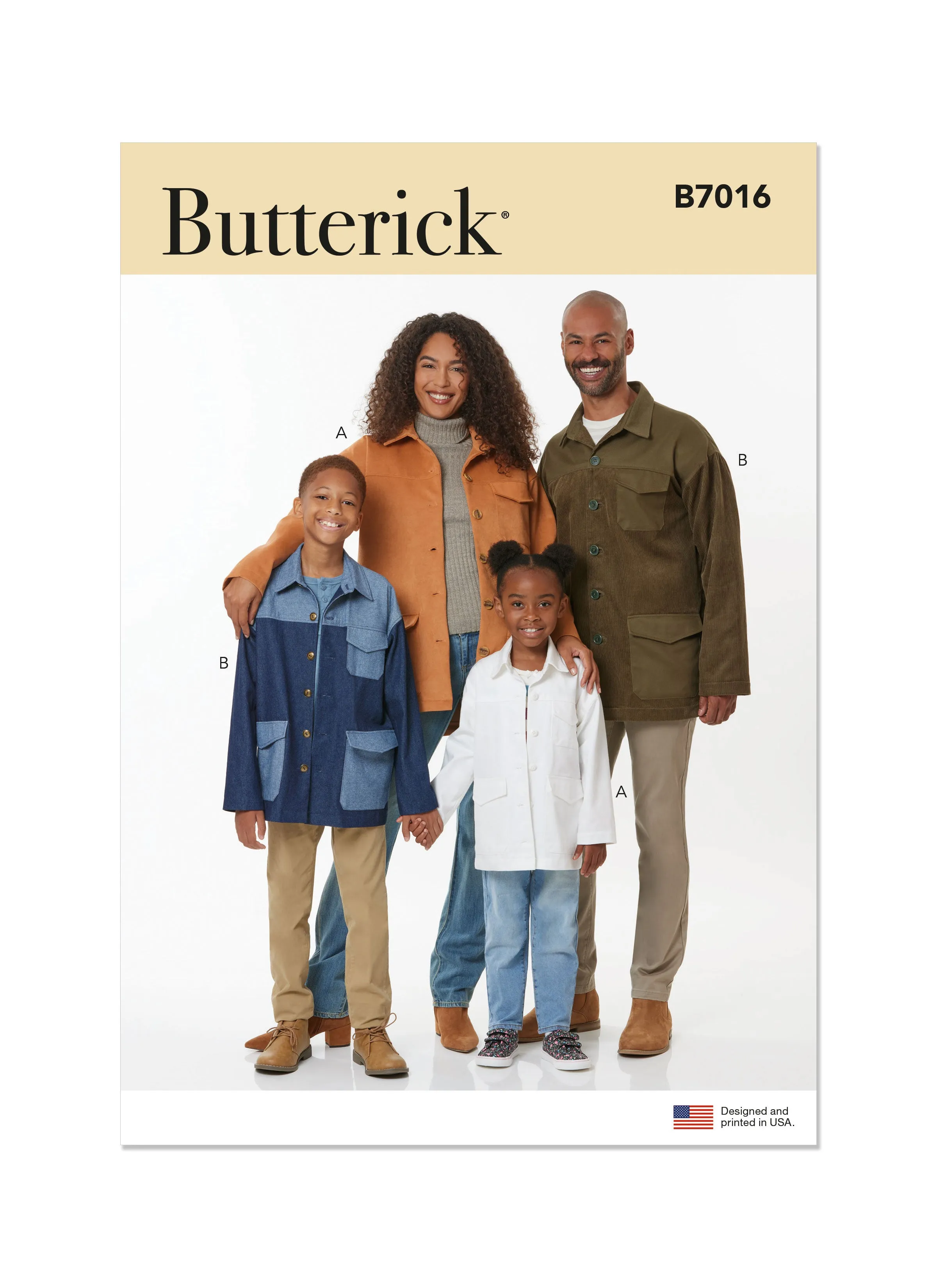 Butterick sewing pattern B7016 Girls', Boys' and Adults' Jackets