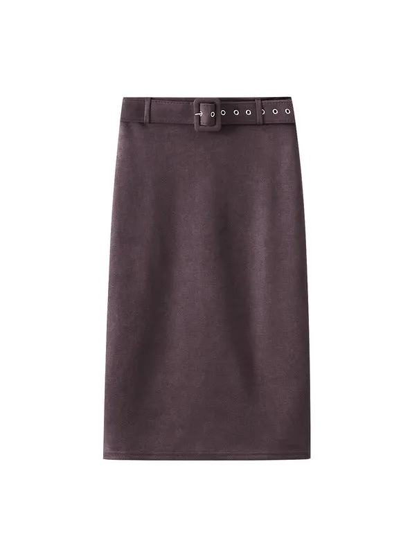 Buttock-wrapped Woolen Skirt With Split Back