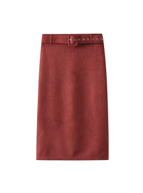 Buttock-wrapped Woolen Skirt With Split Back