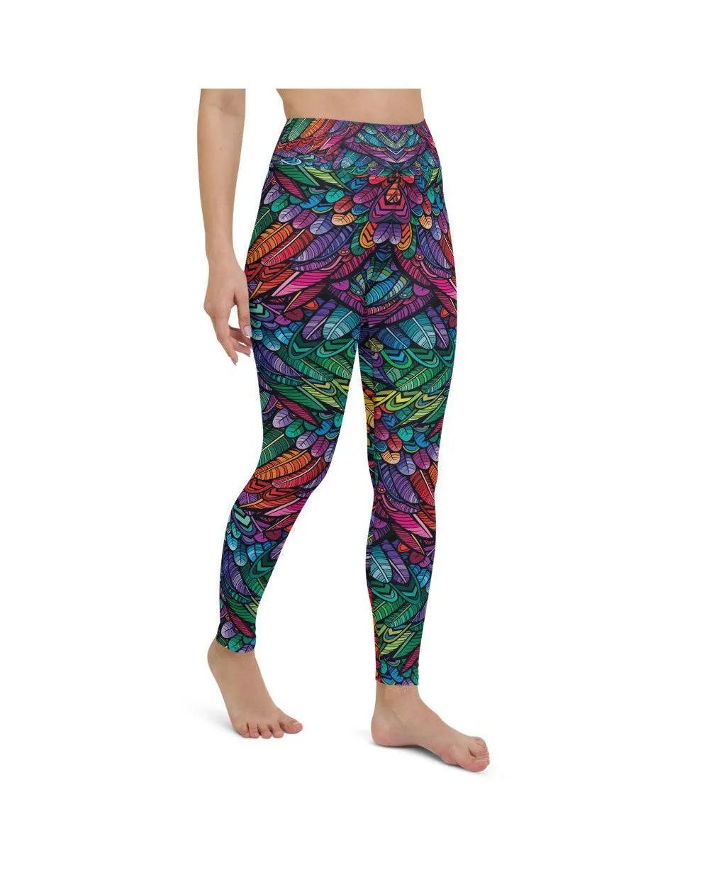 Colorful Feathers Yoga Pants