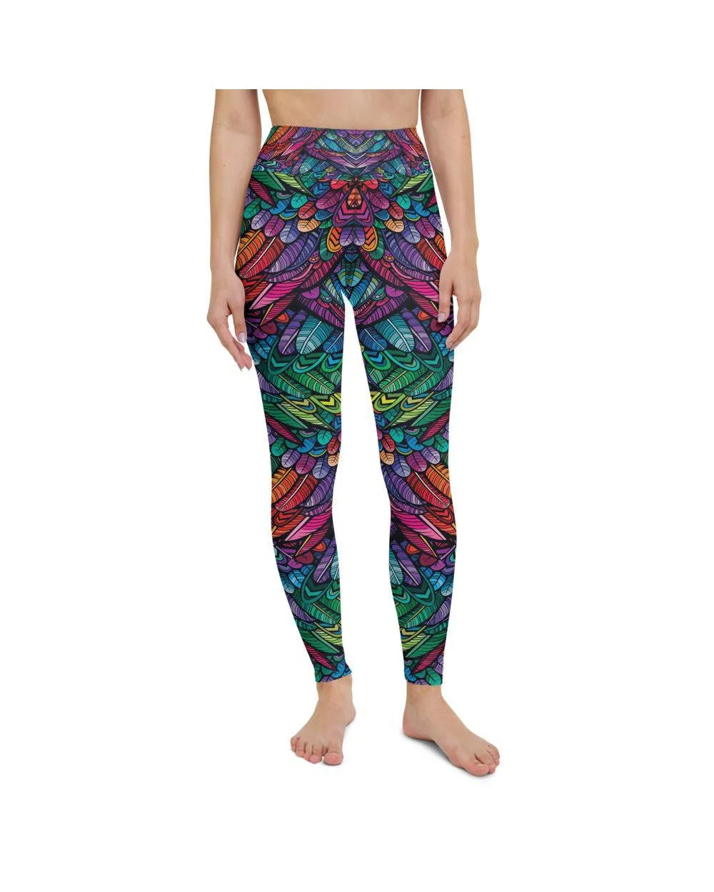 Colorful Feathers Yoga Pants