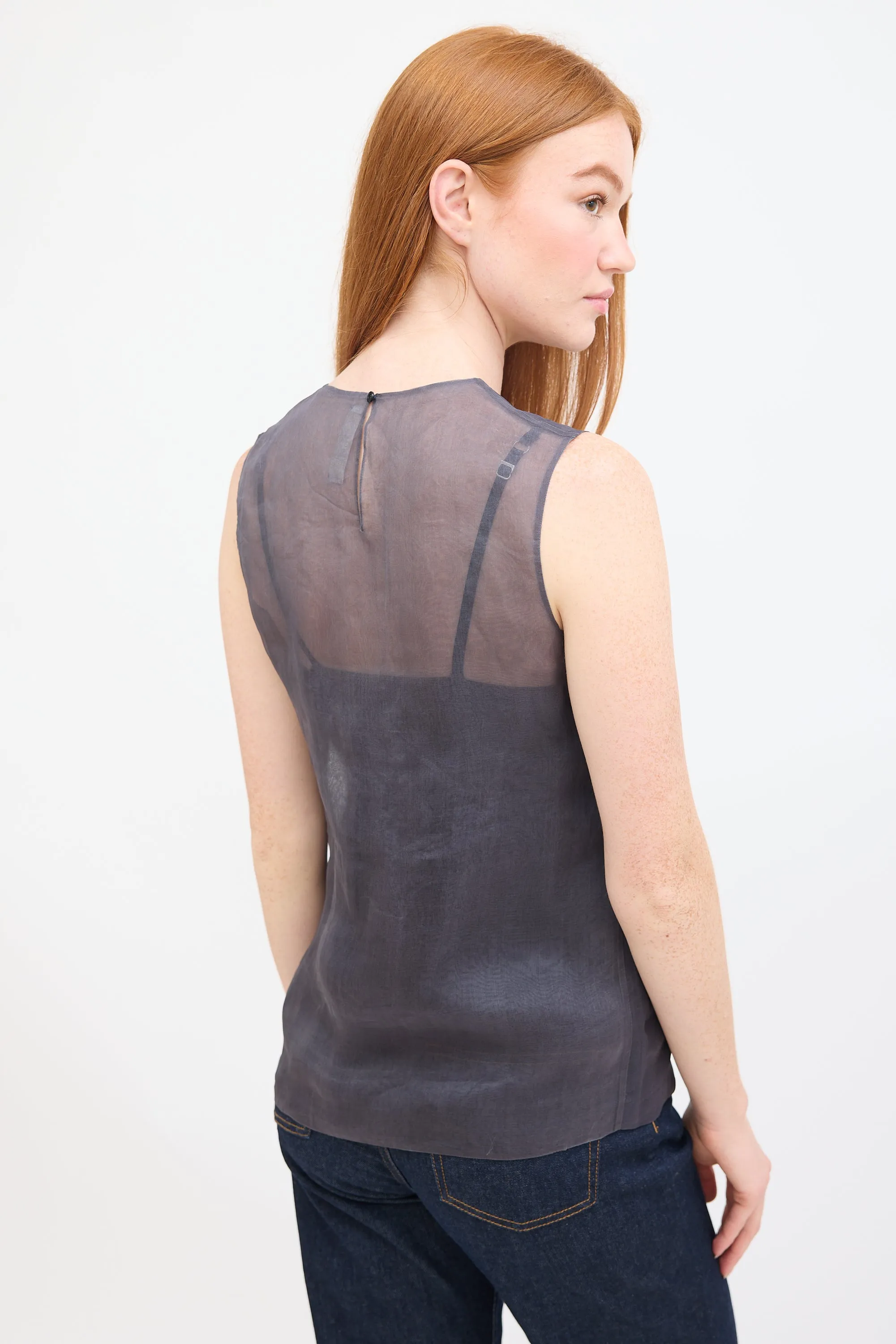 Dark Grey Silk Scallop Insert  Top