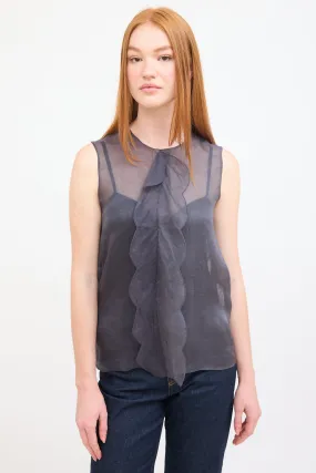 Dark Grey Silk Scallop Insert  Top