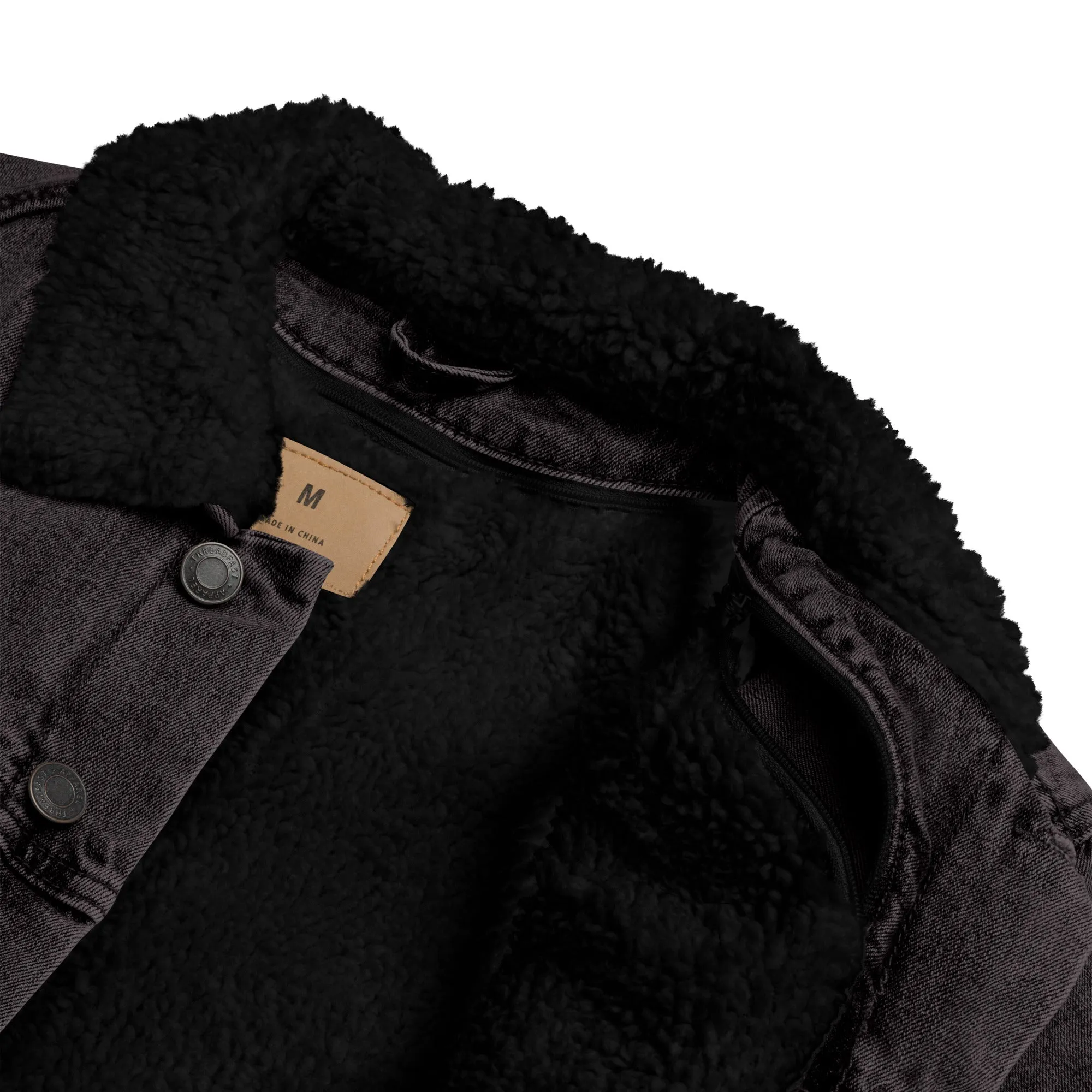 Denim Jacket Black For Men (Glamourange Sherpa Denim Jackets Mens)