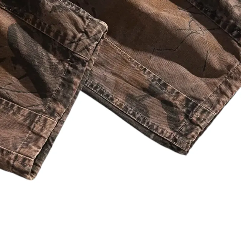 Elastic waist cargo pants in camouflage print