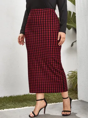 Gingham Long Plus Size Skirts