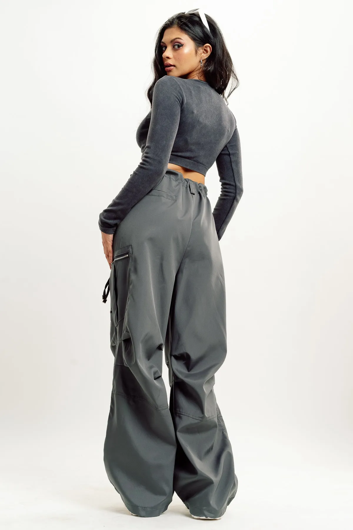 Grey Parachute Cargo Pant