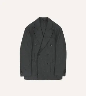 Grey Wool Flannel Double-Breasted Tailored Jacket