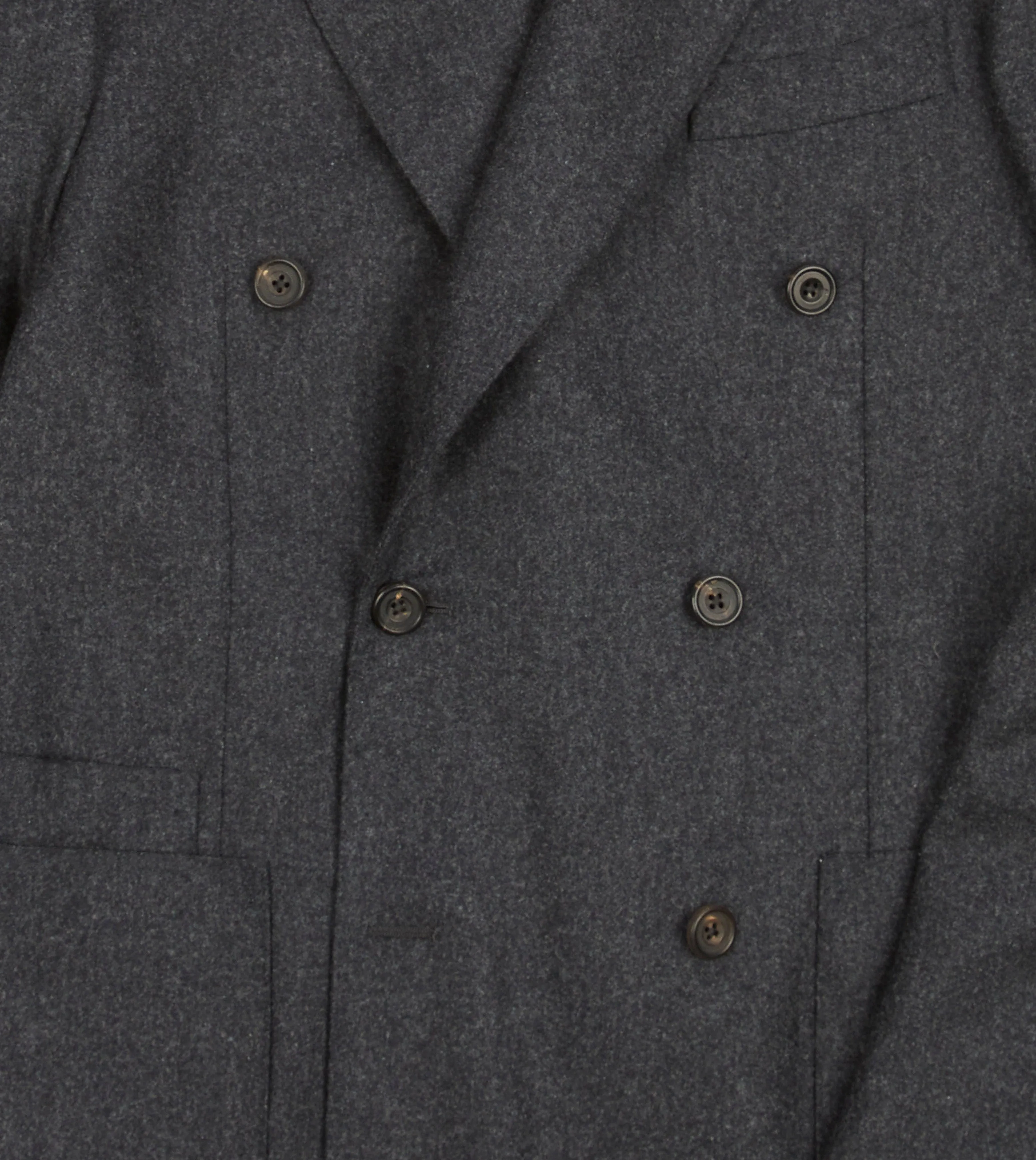 Grey Wool Flannel Double-Breasted Tailored Jacket