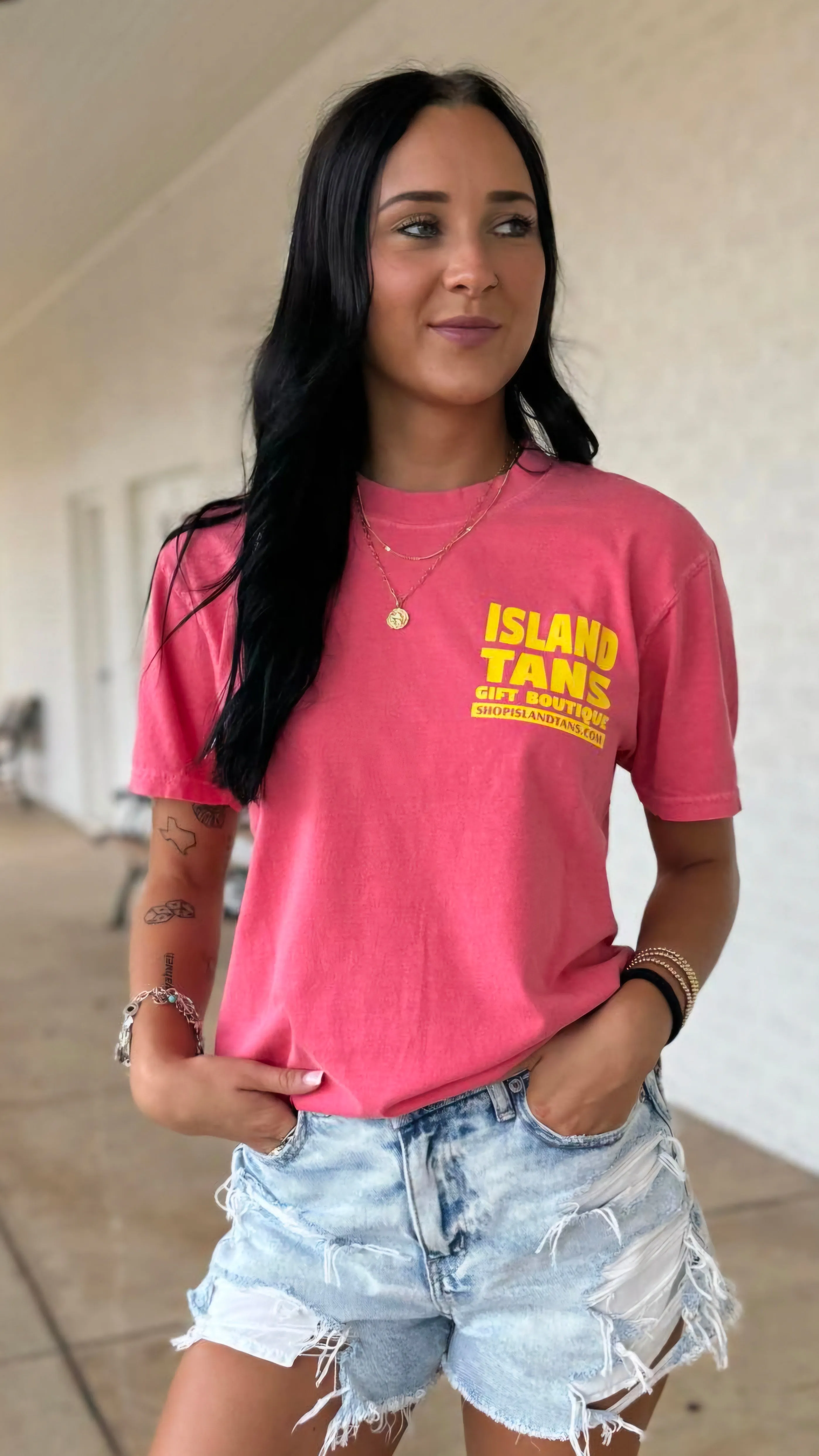 Island Tans Logo Tees - Comfort Cotton in Watermelon