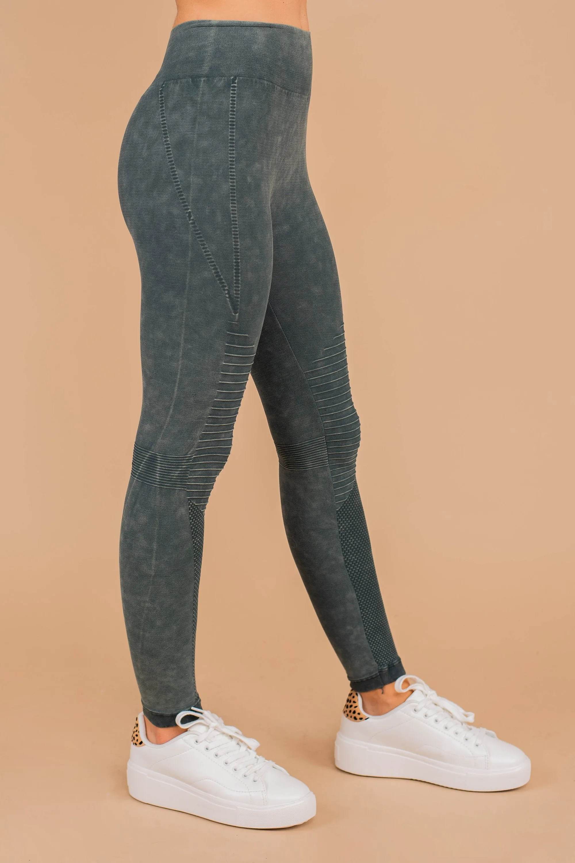 Lazy Days Army Green Moto Leggings