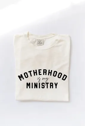 Motherhood is My Ministry Mineral Wash Graphic Tee in Cream