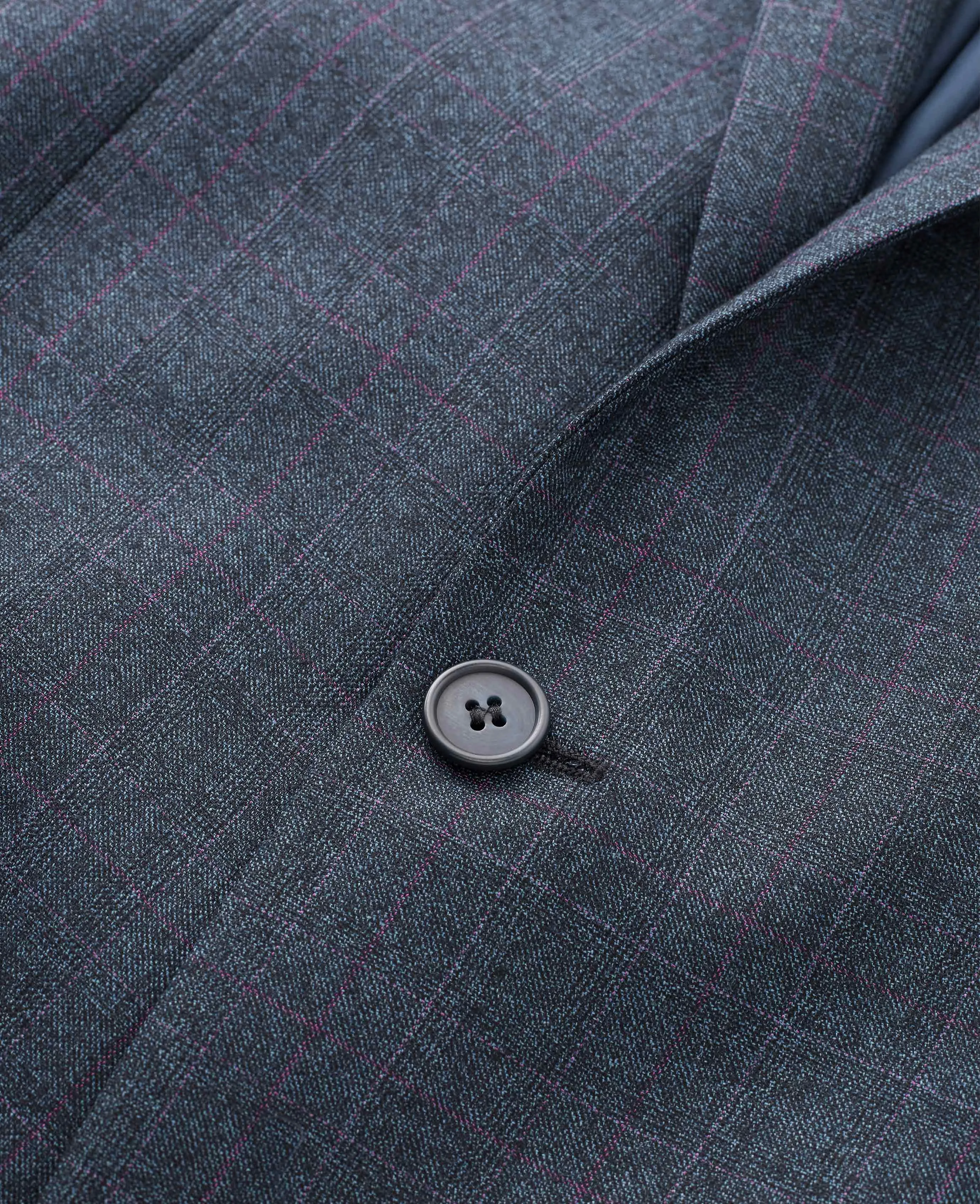 Navy Check Wool-Blend Tailored Suit Jacket