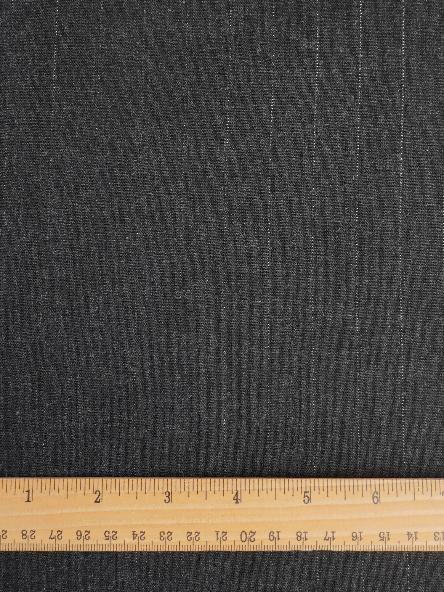 Pinstripe Italian Suiting Deadstock - Charcoal   Metallic - Swatch