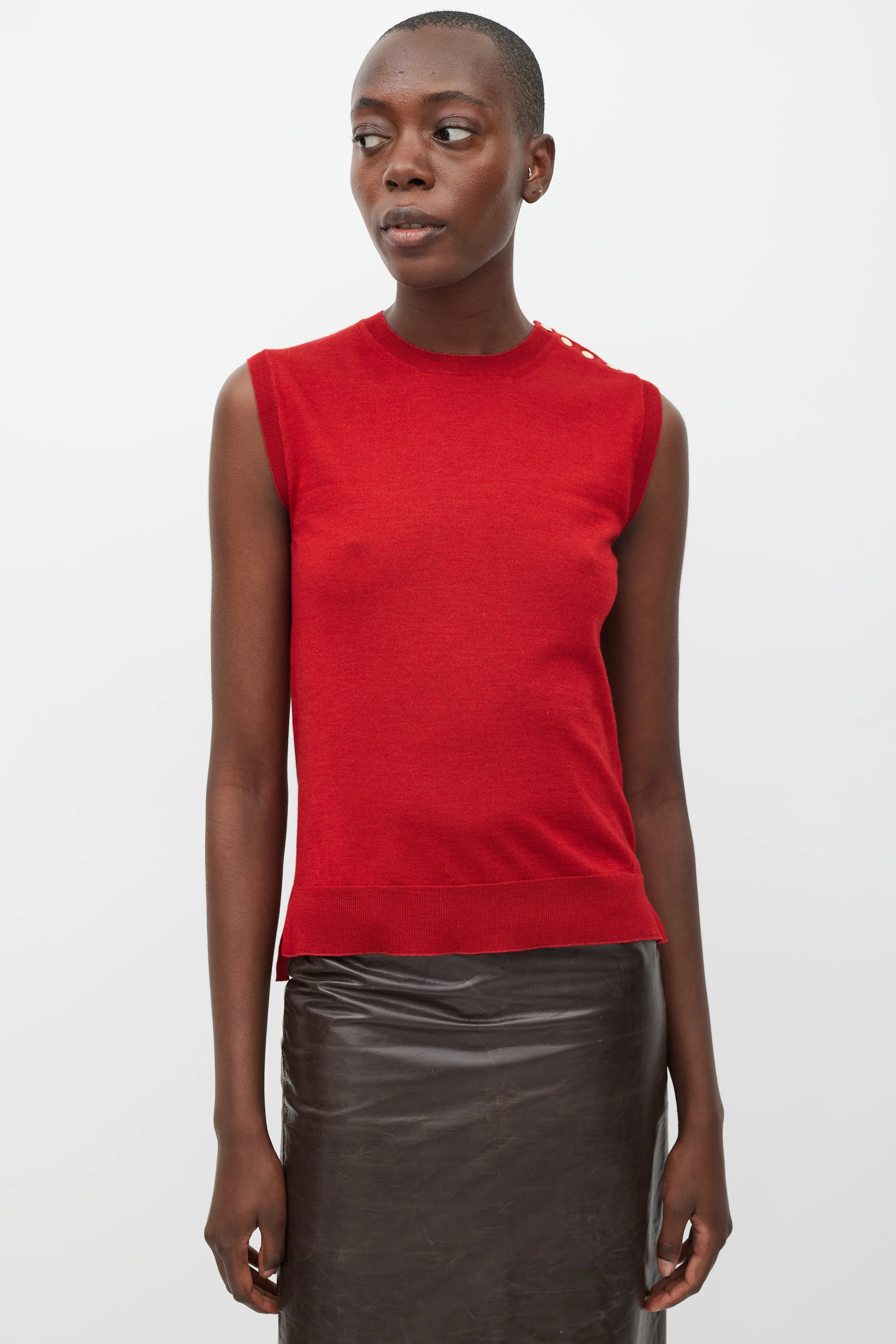 Red Wool Cashmere & Silk Sleeveless Top