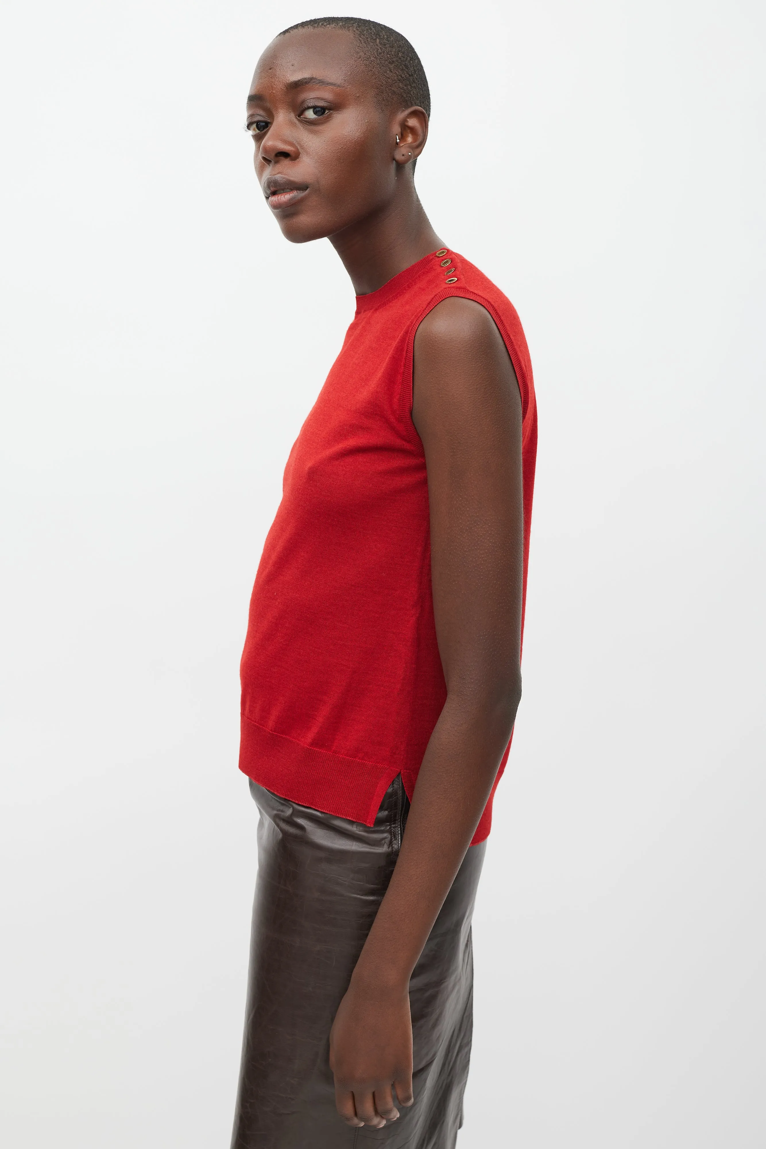 Red Wool Cashmere & Silk Sleeveless Top