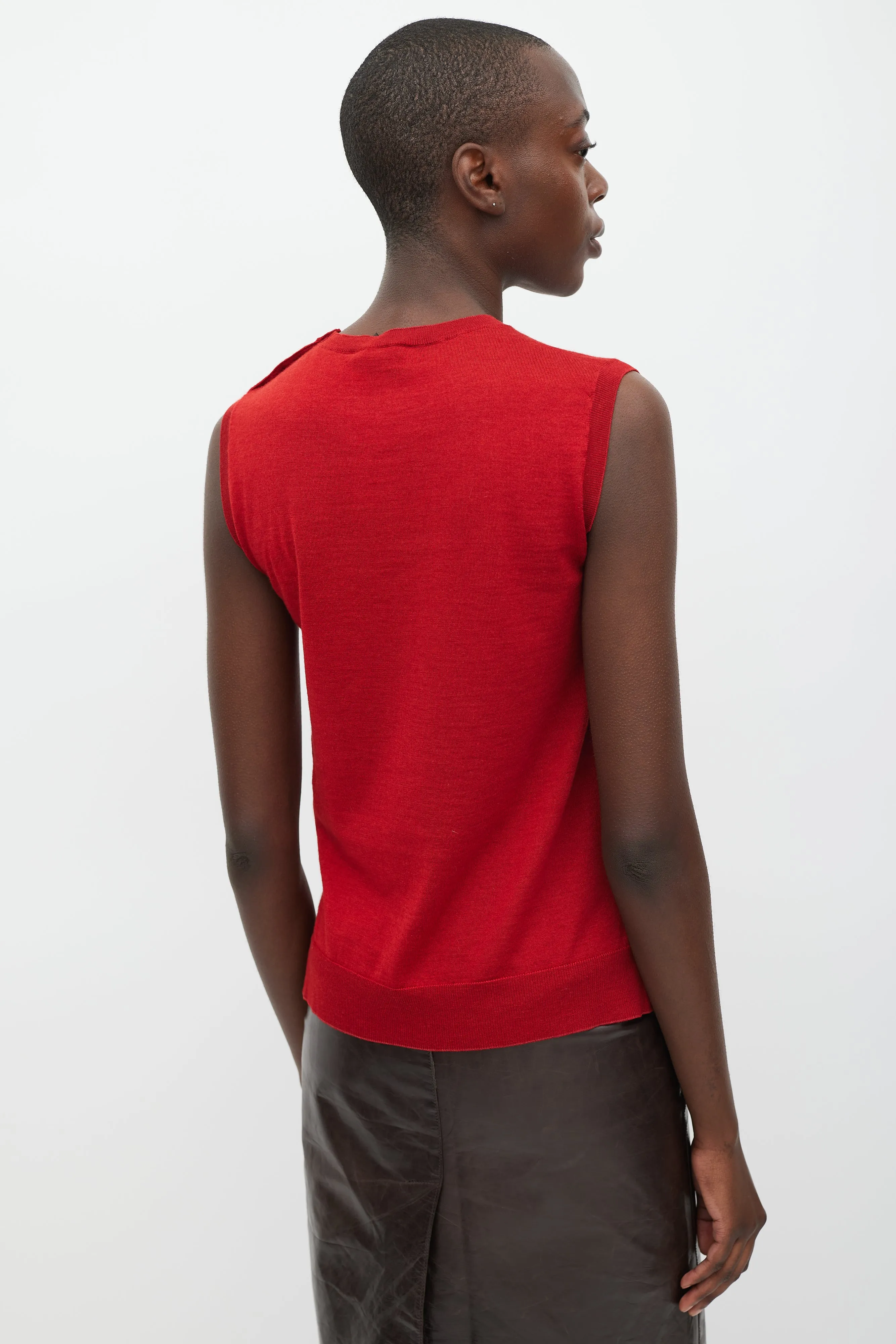 Red Wool Cashmere & Silk Sleeveless Top