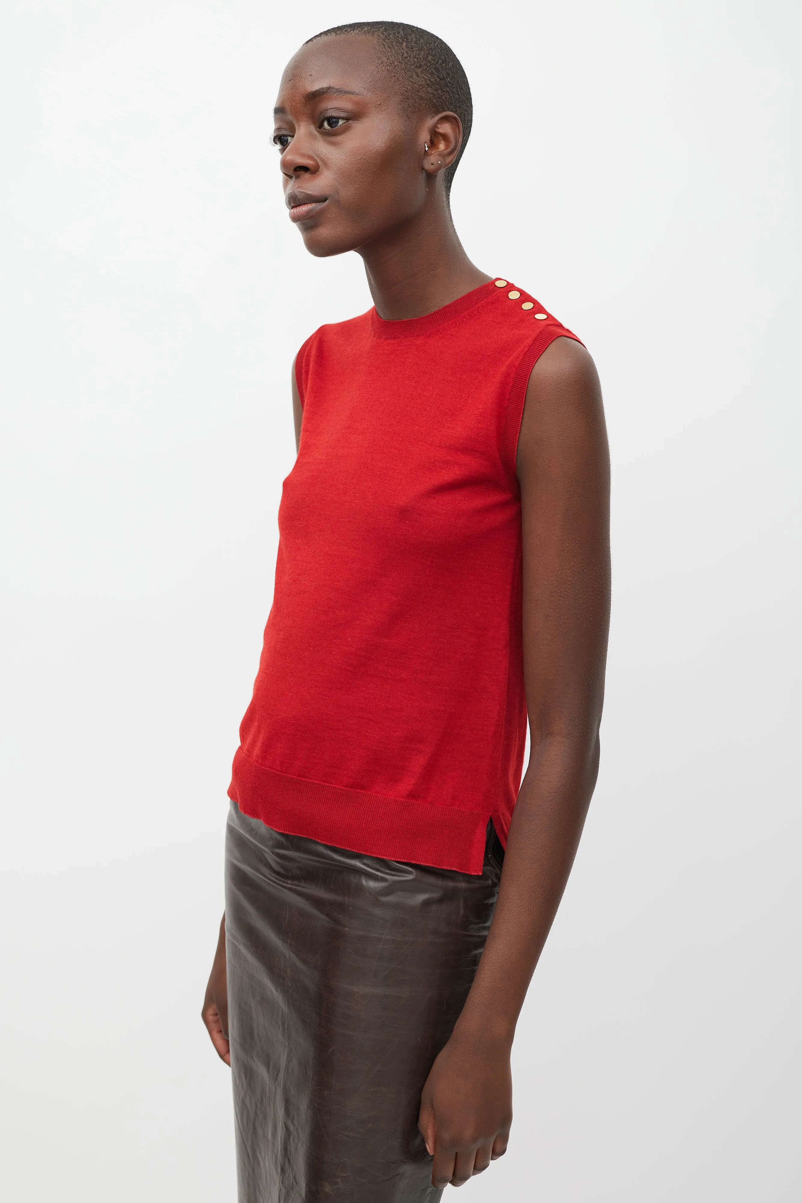 Red Wool Cashmere & Silk Sleeveless Top