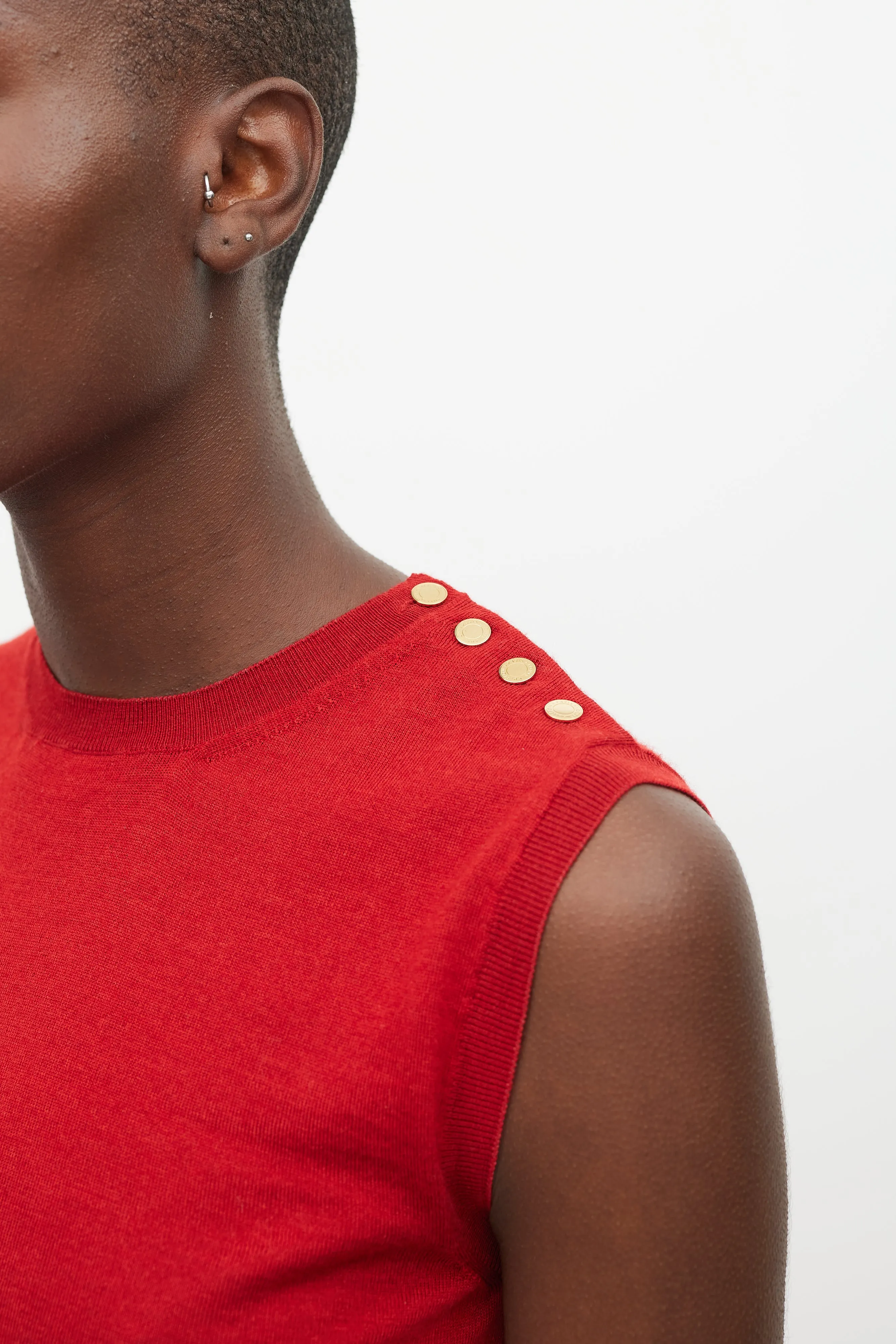 Red Wool Cashmere & Silk Sleeveless Top