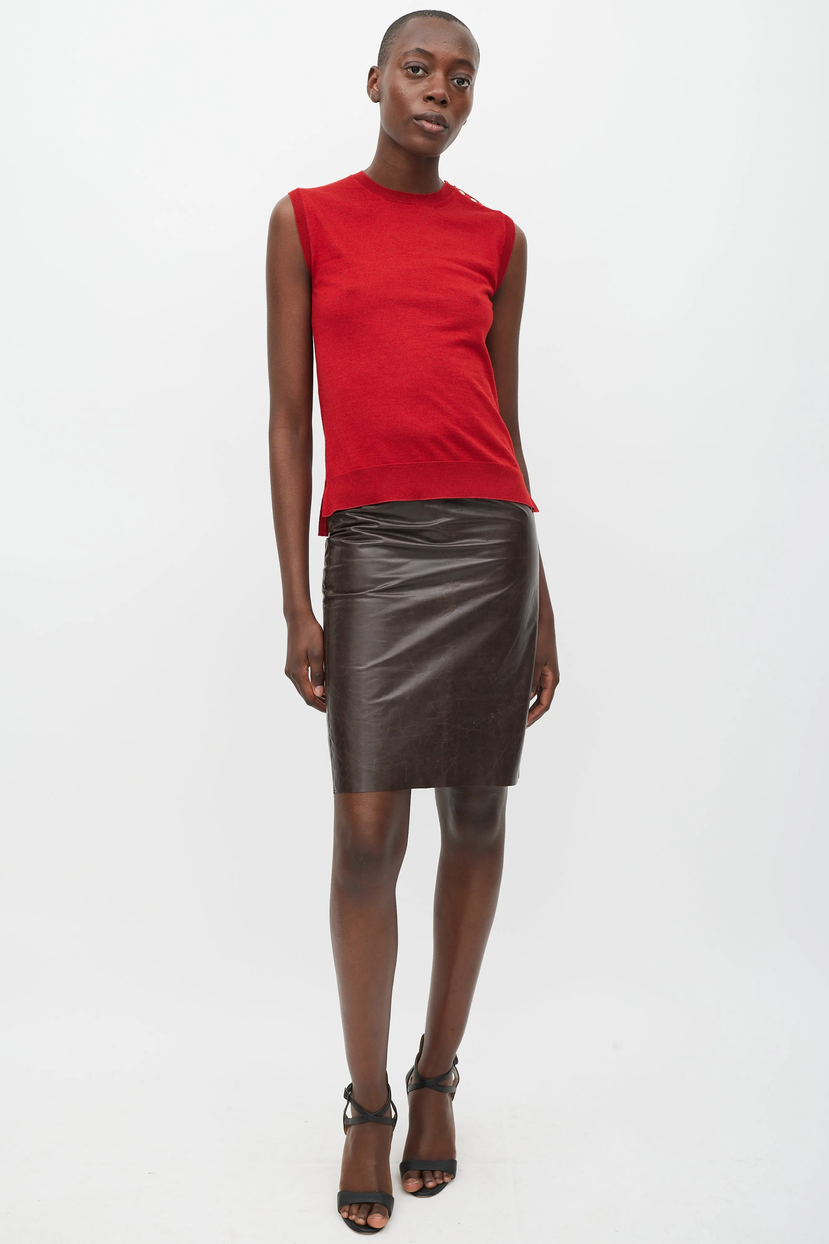 Red Wool Cashmere & Silk Sleeveless Top